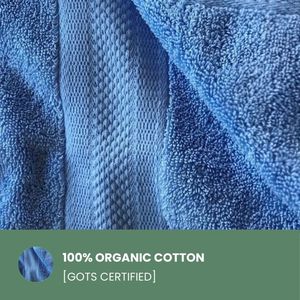 Toalla de Baño Azul 100% Algodón Orgánico, Certificación GOTS, Suave y Afelpada, 600 GSM, Absorbente, Secado Rápido, Ecológica, de Lujo - Product Image 6