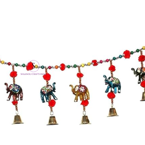 Tentures murales de porte d'éléphant du Rajasthan, conceptions de modèle de cloche d'anneau de Bandarwal pour la maison et les saisons de festivals - Product Image 2