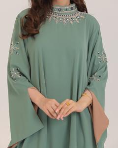 Abaya pour femmes en soie satinée de luxe de haute qualité, anti-rides, faite à la main, robe islamique turque à manches longues, Dubai, musulmane, vente en gros - Product Image 4