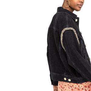DenimJacket pour femmes bon marché à faible coût Jeans décontractés avec couleur noire Veste de haute qualité pour femmes de haute qualité - Product Image 3