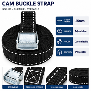 Sangle d'arrimage à boucle à came en polyester 250 kg 25 mm, robuste pour le maintien de cargaison sur camion, vente en gros, fournisseur d'usine - Product Image 2