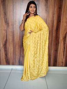 Sari de seda pesada de último diseñador con diamante pesado y trabajo en piedra Sari elegante y lujoso - Product Image 2