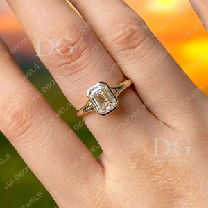 Anillo de Compromiso y Boda para Mujer, Hecho a Mano, Oro Amarillo de 14K, Corte Asscher, Zirconia de 3CT, Solitario con Engaste de Puntas, Personalizable, Regalo para Fiesta - Product Image 5