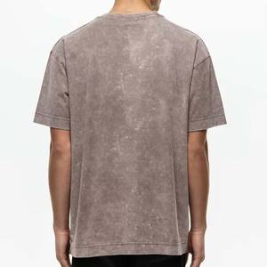 Logotipo personalizado de alta calidad de peso pesado Regular Fit camisetas de gran tamaño ropa de hombre Vintage ácido lavado camiseta para hombre High Street - Product Image 3