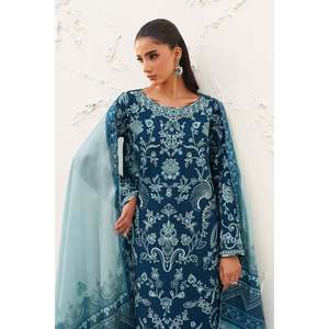 Ensemble de costume en soie brute brodée pour femmes UF-4384 - Product Image 4