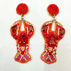 2025 haute couture en gros fait à la main au crochet perle de rocaille mode Multi couleur boucles d'oreilles bijoux artificiels pour femmes boucles d'oreilles - Product Image 3