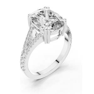 Anillo de compromiso de 5.32 CT con diamante de laboratorio de corte cojín y tallo dividido para mujer, claridad VVS-VS EF, oro de 18K, 14K, 10K y plata 925 - Product Image 4