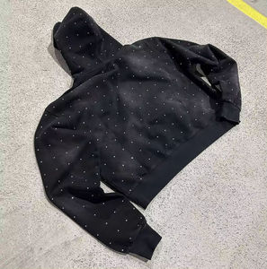 Sweat à capuche en strass Bling de haute qualité pour hommes et femmes Streetwear pull Style Boxy Logo personnalisé mode sweats à capuche en strass - Product Image 2