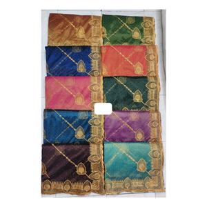 ส่าหรีชิฟฟอนผ้าโปร่งบางสดใสลายปักและขอบหอยพัดแฟชั่นส่งออกจำนวนมากจากอินเดีย - Product Image 1