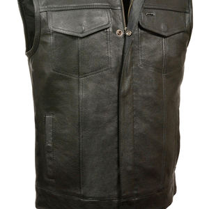 Proveedor directo de fábrica Hombres Moto Chaleco de cuero Motocicleta de alta calidad Chaleco transpirable de cuero real para hombres - Product Image 5