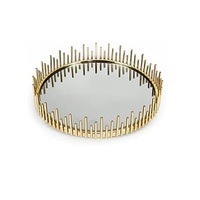 Mesa de Centro de Lujo Art Deco Personalizable con Espejo de Vidrio y Metal, Ecológica, con Sensor Táctil, para el Hogar, Dormitorio, Sala de Estar, Decoración Moderna