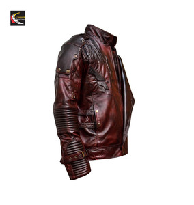 Venta caliente para hombre estrella Halloween Cosplay abrigo venta al por mayor chaqueta de cuero de imitación granate desgastado - Product Image 3