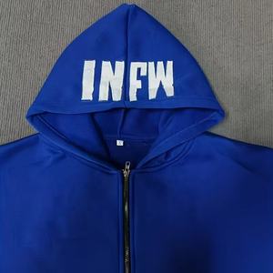 Sweat à capuche de bonne qualité avec fermeture éclair et broderie dégradée pour hommes Sweat à capuche imprimé de couleurs unies avec logo personnalisé pour hommes et femmes avec fermeture éclair - Product Image 2