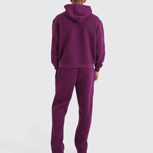 Logo personnalisé pour hommes lavage à l'acide uni en coton respirant écologique Streetwear sport survêtement ensemble 2 pièces jogging et sweat à capuche - Product Image 3