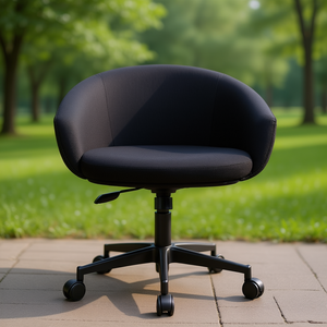 Swivel <b>Stool</b> with Black Fabric Upholstery <b>Adjustable</b> Seat <b>Height</b> 470-600mm - Product Image 3