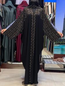 2025 nueva ropa islámica tradicional para mujeres hermoso negro Dubai Abaya hecho poliéster Arabia Saudita Golfo paños musulmanes - Product Image 3