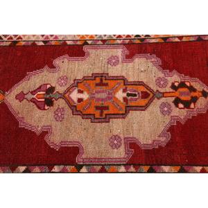 3x14.2 ft Vintage Rug, <b>Runner</b> Turkish Rug, <b>Red</b> Patchwork Rug - Product Image 5