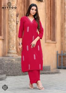 Kurtis en rayonne lourde pour femmes prêt-à-porter avec fil et couture de style indien taille M à XXXL à vendre en ligne - Product Image 5