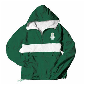 Chaqueta cortavientos clásica ligera con letras griegas bordada Crest Quarter Zip resistente a la intemperie procesamiento teñido liso largo - Product Image 4