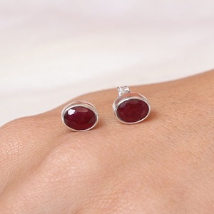 925 <b>Solid</b> Best Quality Girls Stud <b>Earrings</b> 925 Sterling <b>Silver</b> Handmade Gemstone Ruby Fashion Designer Stud <b>Earrings</b> Jewelry - Product Image 2