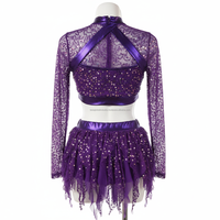 Ensemble de danse pour femmes, violet métallisé scintillant, design personnalisable, léger, de haute qualité, élégant, dentelle, paillettes, pour adultes