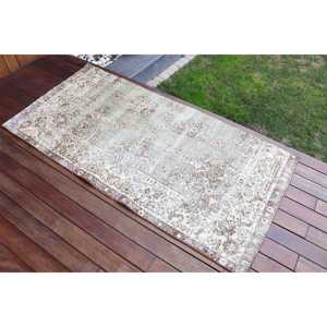 Alfombra vintage de 2.8x5.7 pies, alfombra turca, alfombra de lana gris con lunares - Product Image 2