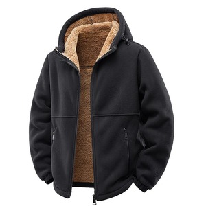Men's Casual Winter Coat Solid Color Hooded <b>Thermal</b> Jacket Button Decoration Windproof <b>Fleece</b> Thickened Wool for Autumn Outdoors - Product Image 3
