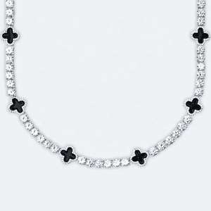 Cadena de tenis de trébol de plata 925 chapada en rodio con diamantes rellenos que pasan la prueba del diamante, joyería fina de Hip Hop para hombres y mujeres - Product Image 5