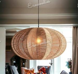 Rattan Lampshade Wicker Woven Lamps <b>Cover</b> Frame <b>Ceiling</b> Pendant <b>Light</b> Hot Sale Unique Bamboo Antique Style for Home Decoration - Product Image 3