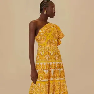 Стильное длинное платье желтого и белого цвета для женщин и девочек для повседневной одежды и праздничной одежды