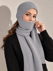 Women's Soft Knit Balaclava <b>Scarf</b> and <b>Hat</b> Set | Winter Warm Hooded <b>Scarf</b> Cap for Women - Product Image 1