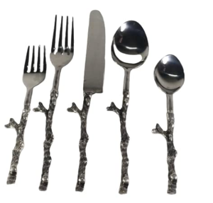 Juegos de Cubiertos de acero inoxidable con Mango metálico Cubiertos de catering decorativos para eventos y fiestas Vajilla - Product Image 1