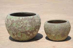 [Rubí Linh]-macetas de cerámica de la galaxia, fuentes de agua antiguas, maceta rústica de flor, maceta de chorro de arena, florero grande - Product Image 3