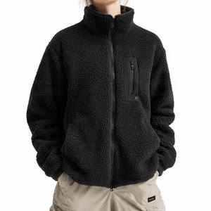 Chaqueta de Forro Polar para Mujer con Bolsillo en el Pecho, Chaqueta de Forro Polar 100% Poliéster, Chaqueta de Forro Polar con Cuello Alto para Mujer - Product Image 3