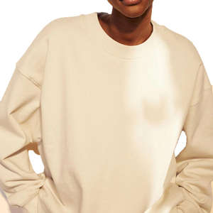 Sweat-shirt et sweat à capuche en molleton de coton OEM vierges, unisexe, personnalisable avec logo, col rond, pour femme - Product Image 3