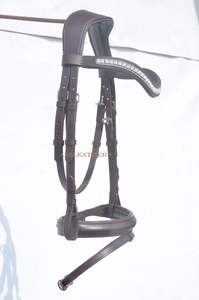 Brida De Filete de caballo con material de cuero de cadena de piedra blanca Stellex disponible en negro y marrón - Product Image 6