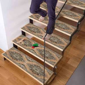Tapis d'escalier imprimé - Design moderne à motifs médaillon avec des tons doux, Gobelin - Product Image 4