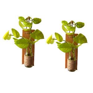 Maceta de plantas de pared de Metal de madera Natural con acabado de madera marrón Diseño humano único Flor colgante Art Deco para el hogar y el jardín - Product Image 2