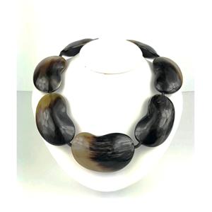 <b>Chunky</b> <b>Beaded</b> Resin <b>Necklace</b> Natural Buffalo Horn <b>Necklace</b> Handmade Indian Product - Product Image 2
