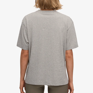 T-shirt décontracté pour femme en jersey d'été, col rond, gris chiné, coupe ample et oversize, 100 % coton respirant et à séchage rapide, qualité supérieure - Product Image 2