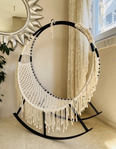 Hamaca redonda grande hecha a mano de macramé, columpio para interior y exterior, estilo bohemio, hamaca tejida a mano, columpio para dormitorio, decoración de jardín - Product Image 2