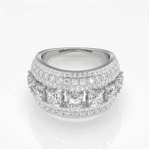 Stellar <b>Cushion</b> & <b>Round</b> Cut Moissanite Diamond Wedding Sterling Silver Band Ring - Product Image 4