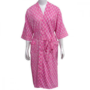ชุดกิโมโนยาวลายดอกไม้แบบอินเดียสำหรับผู้หญิงผ้าคอตตอนเนื้อนุ่มระบายอากาศได้ดีสายรัดสปาเก็ตตี้ผ้าห่อตัวฟรี - Product Image 1