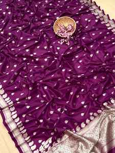 Fancy Trending Ropa étnica de moda Blusa de Sari de algodón Banarasi puro suave de alta calidad con trabajo de tejido Zari a la venta - Product Image 6