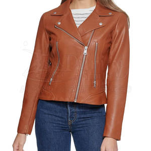 Chaqueta de cuero genuino de Invierno para mujer Diseño de cremallera de punto de moda Característica transpirable Venta en línea - Product Image 1