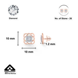 Boucles d'oreilles clous carrées en or et diamants pour femmes - Bijoux de fête tendance géométriques en zircon et perles - Product Image 6