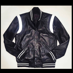 Chaqueta de Motociclista para Hombre, de Piel de Oveja Genuina, con Cuello Alto y Logotipo Frontal, Forro Grueso de Piel de Oveja - Product Image 3