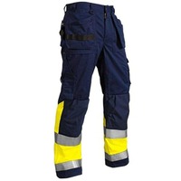 Pantalones de trabajo informales de alta visibilidad para hombre, ropa de seguridad reflectante con cordón de cintura elástica y bolsillos