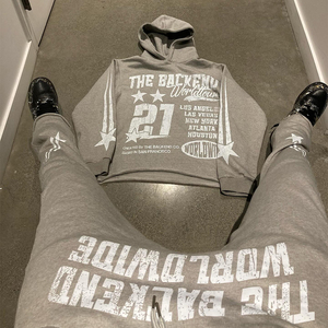 เสื้อวอร์มผู้ชายฟอกสีกรดกางเกงสเวตเตอร์มีฮู้ดสำหรับฤดูหนาวออกแบบได้ตามที่ต้องการ - Product Image 4