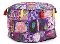 Housse de pouf indien brodé Patchwork Pouf décoratif indien Pouf indien confortable sol coton coussin pouf ensemble décor